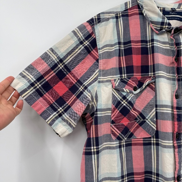 Lifted Research Group LRG Shirt Men 2XL Plaid Short Sleeve Button Up Cotton - Picture 2 of 11